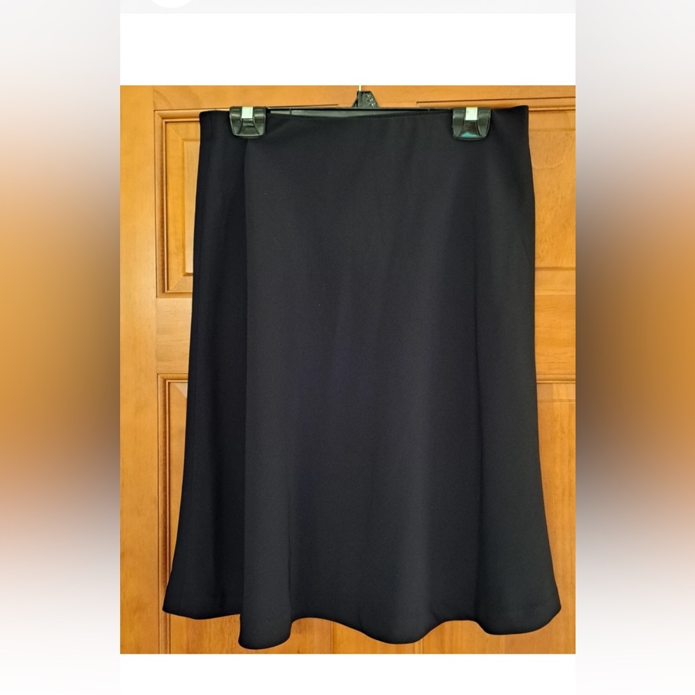 Ann Taylor Black Midi A-Line Skirt for Work 12 Petite
